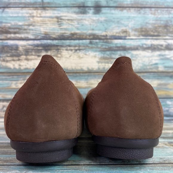 Josef Seibel Womens Size 6-6.5M Ballet Flat Shoe Brown Leather Studded Cap Toe - Picture 6 of 13